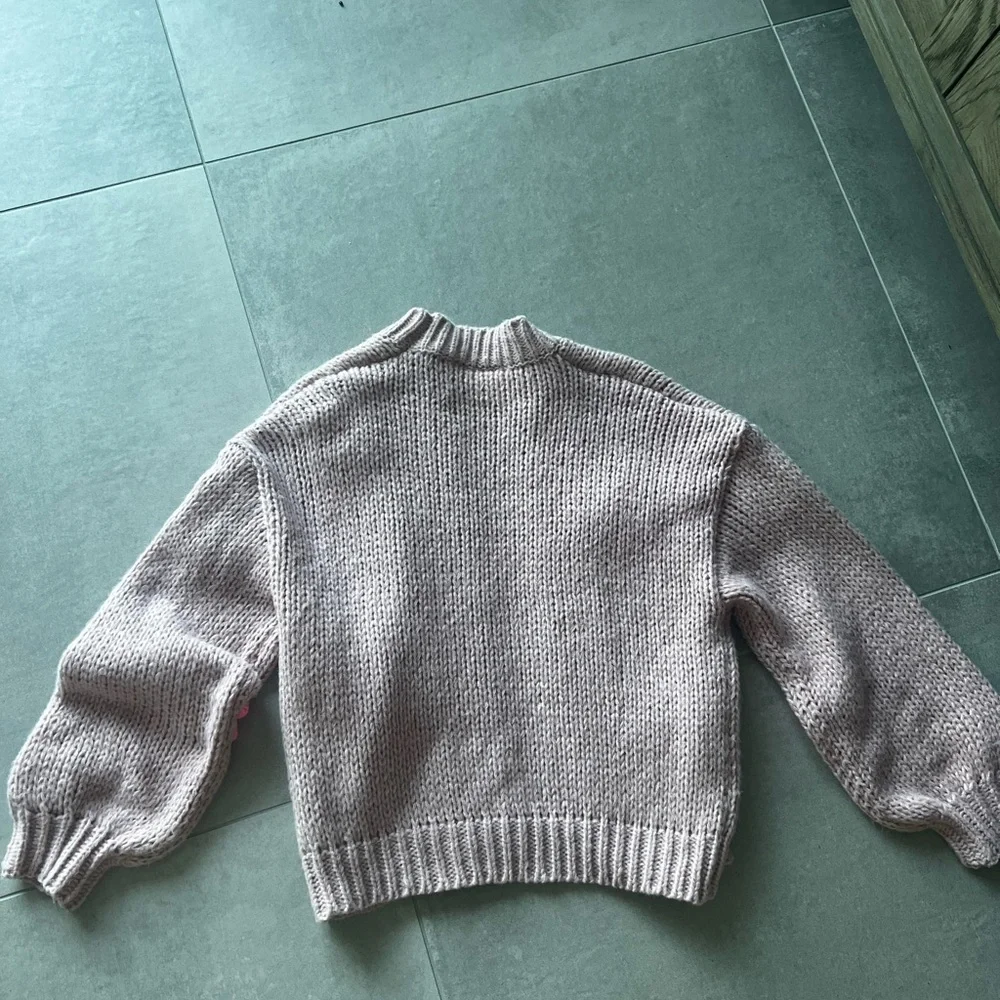 MAEVE by Anthropologie- Pink Knitted Cardigan with Floral Accents - Picture 3 of 4